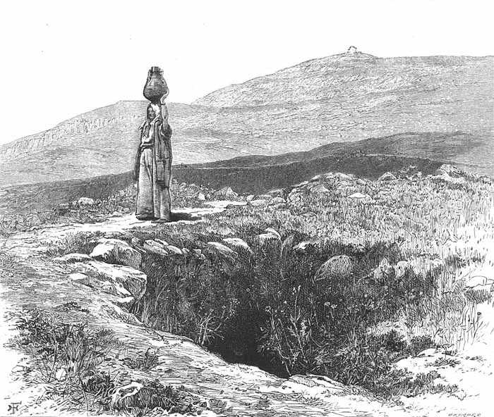 Drawing of a women fetching water from Jacob's well.